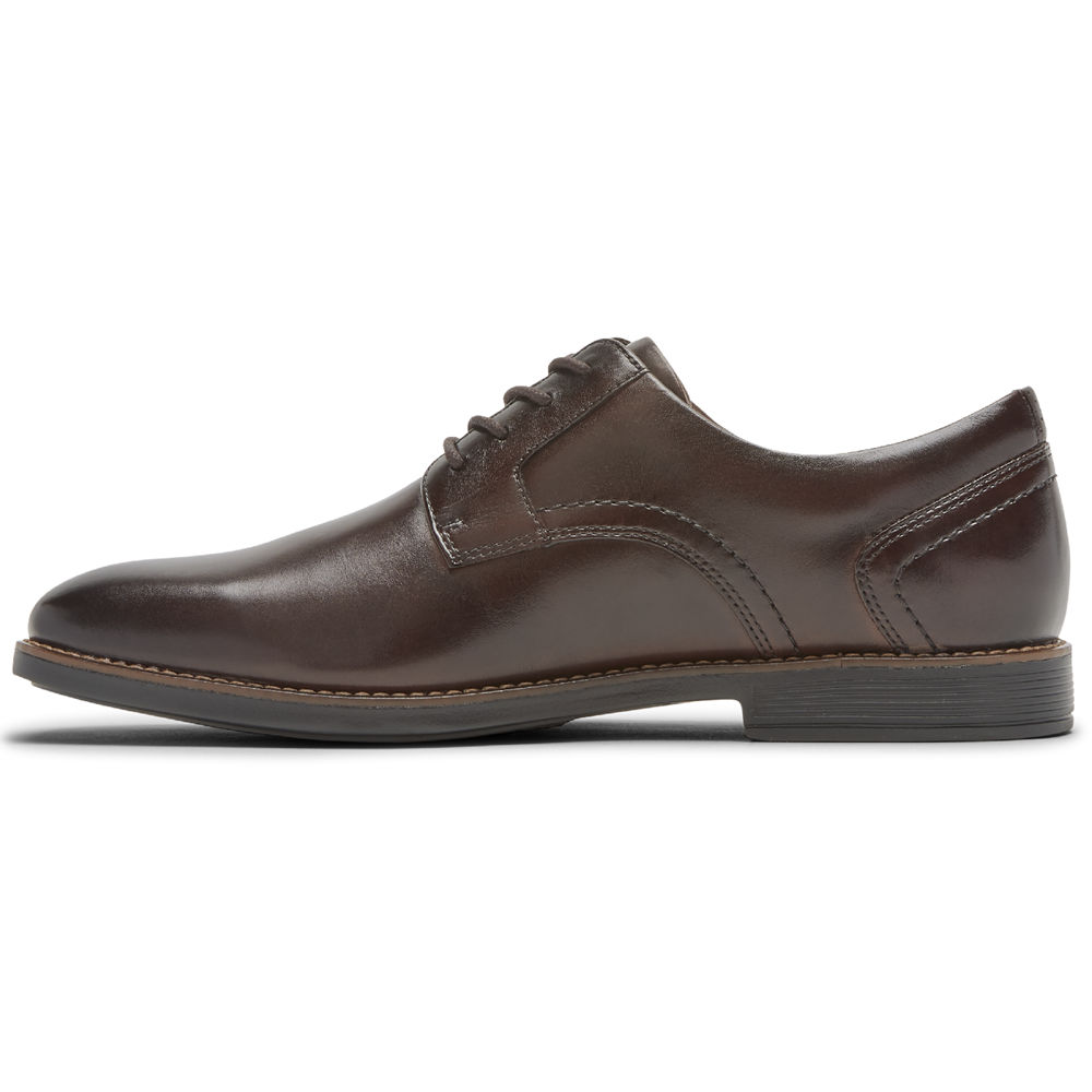 Rockport Singapore Mens Lace Up - Slayter Plain Toe Shoe Dark Brown - FW5608249